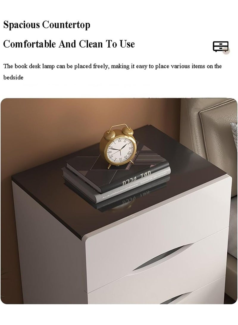 شو وو طاولة جانبية بجانب السرير مع 2 درج للتخزين، خزانة تخزين جانبية بتصميم بسيط لغرفة النوم وغرفة المعيشة - Image 3